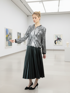 FALDA <span class=keywords><strong>MIDI</strong></span> CASUAL DE PIEL PU SUAVE PLISADA - Product Image 6