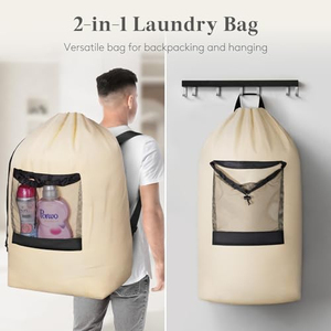 Sac à dos de lavage extra large et robuste avec bretelles et poche en filet pour la blanchisserie - Product Image 5