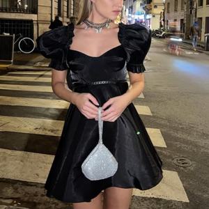 Nuevo Vestido de Princesa Dulce Personalizado, Vestido de Terciopelo de Alta Calidad con Cuello Cuadrado, Manga Abullonada y Mini Volantes - Product Image 1