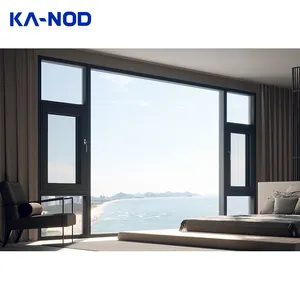 KANOD Window Powder Coating Hurricane Impact Glass Windows And Doors Narrow Frame Double Tempered Glass Aluminum Window