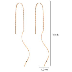 Pendientes de Diseño EH108 con Cadena Ondulada y Borla Larga, Pendientes Elegantes de Acero Inoxidable para Mujer, Uso Diario, Regalo - Product Image 5