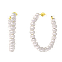 Haute Qualité Hoop Perle Boucles D'oreilles Bijoux 925 En Argent Sterling Baroque Edison Perles Hoop Boucles D'oreilles pour les Femmes