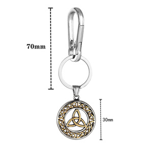 Porte-clés personnalisé à thème celtique, pendentif bicolore en alliage de zinc avec mousqueton en cuir, cadeau unisexe, breloque - Product Image 4