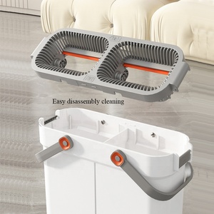 Imaxx bóp sàn phẳng lau và xô thiết lập với thép xử lý lau và xô với vắt Bộ 2 có thể giặt tấm lót bao gồm - Product Image 3