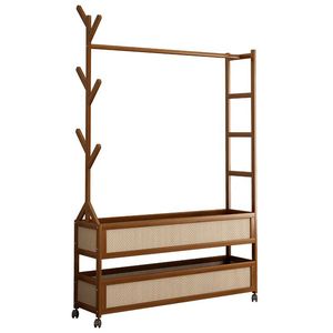 Perchero de pie sencillo de bambú con estante de almacenamiento para uso en el hogar, dormitorio o residencia universitaria - Product Image 5