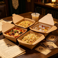 Boîtes alimentaires jetables en papier kraft personnalisées, contenants pour la restauration à emporter