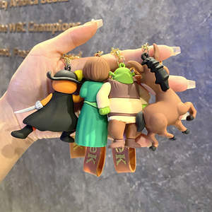 Chongjie Vente en gros Usine Sac Pendentif Dessin Animé Anime Personnages <span class=keywords><strong>Shrek</strong></span> 3D PVC Porte-clés Personnalisé Doux Fabriqué PVC Caoutchouc Porte-clés - Product Image 3