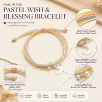 Bracelet en cordon tissé fait main avec breloque lune et perle, réglable, cadeau porte-bonheur, bijou