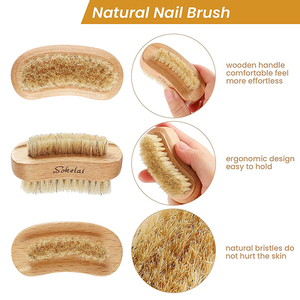 MuYang <span class=keywords><strong>Brosse</strong></span> de nettoyage à main en poils de sanglier naturels double face en bois de hêtre avec logo personnalisé <span class=keywords><strong>pour</strong></span> ongles de doigts ou d'orteils - Product Image 4
