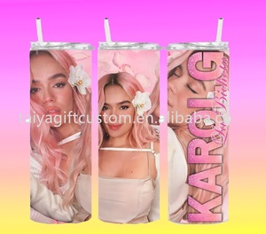 Vaso <span class=keywords><strong>de</strong></span> 20 onzas al vacío <span class=keywords><strong>de</strong></span> acero inoxidable personalizado con tapas y pajitas <span class=keywords><strong>Karol</strong></span> <span class=keywords><strong>G</strong></span> Pink Hair Manana Bihota tazas <span class=keywords><strong>de</strong></span> café tazas reutilizables - Product Image 2