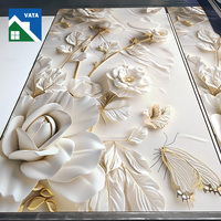 Panneau mural en PVC brillant de 3 mm avec motif floral imprimé en 5D, design floral personnalisé, feuille de marbre UV pour murs