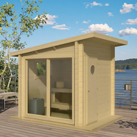 Sauna électrique moderne de luxe en bois de pin massif, type chalet triangulaire, 12 kW, avec fonction vapeur humide, panneau de commande 220 V