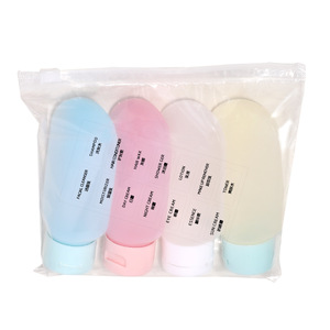 Yizhilian Travel Cosmetic <b>Bottles</b> 60Ml Flip Top <b>Squeeze</b> Portable Face Care Set With Zipper Bag - Product Image 4