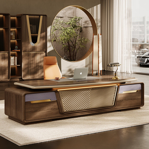 Escritorio de Oficina Ejecutivo Moderno de Madera MDF con Base de Acero, Diseño Modular, Muebles de Oficina de Lujo, Fácil de Ensamblar - Product Image 1