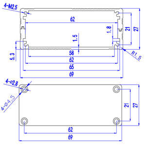 27*69-100mm alumínio invólucro perfis em alumínio separado conchas bateria caixa alumínio invólucro separado conchas de alumínio - Product Image 5