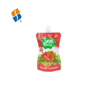 Op maat gemaakte glanzende aluminiumfolie plastic doypack zakken met uitgiettuit voor fruit, aardbeien en sap, voedselveilige zakken met uitgiettuit