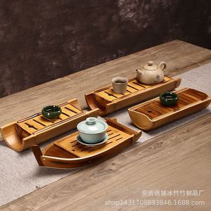 Bandeja de té de bambú original, mesa de té de bambú Mengzong de Taiwán con almacenamiento de agua, juego de té Kung Fu, bandeja de té de bambú, tapete para té, mesa de té - Product Image 2