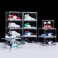 Grande vitrine écologique anti-poussière en acrylique transparente empilable pour chaussures, boîte de rangement et présentoir domestique avec couvercle