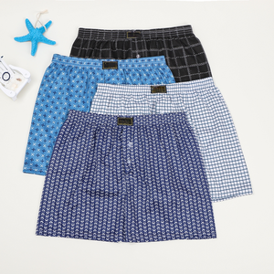 Shorts de boxer en tissu tricoté à carreaux légers et élégants pour hommes, coupe confortable, vêtements de détente et de nuit avec logo à la taille, approvisionnement ODM - Product Image 1