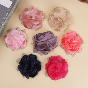 <b>Artificial</b> <b>Flower</b> 8.5Cm 3D Fabric Rose Diy Jewelry Accessories Wedding Headpiece Cloth Hand Knitted - Product Image 1