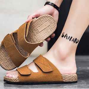 Sandales <span class=keywords><strong>Birkenstock</strong></span> de luxe léger pour hommes, en cuir respirant et anti-odeur, à enfiler, couleur unie, grandes tailles, pour la détente et la conduite estivale - Product Image 1