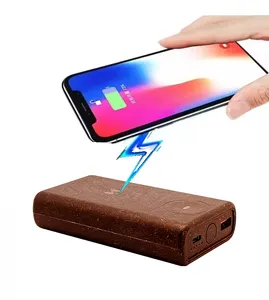 Nieuwe Eco Vriendelijke Kokosnoot 10000Mah Telefoon Draadloos Opladen Draagbare Oplader 2 In 1 Power Bank Met Apple Watch Oplader