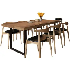 Nordic stile retrò in ferro battuto tavolo da pranzo in legno di caffè negozio rettangolare scrivania casa soggiorno tavolo da pranzo