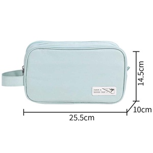 Bolsa de Aseo Verde Menta con Cierre de Cremallera, Asa Suave, Estuche Cosmético Portátil, Patrón de Letras Simple, Capacidad Media - Product Image 3