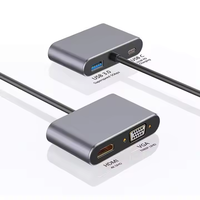 Hub multifonction USB-C 3-en-1 en alliage d'aluminium pour ordinateur portable, téléphone, tablette, avec interfaces 4K HD VGA, USB 3.0, charge PD 100W, conforme RoHS