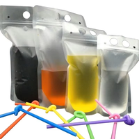 Pochettes transparentes verticales avec paille, sachets de boisson en plastique refermables de qualité alimentaire pour smoothies, café et emballage de boissons