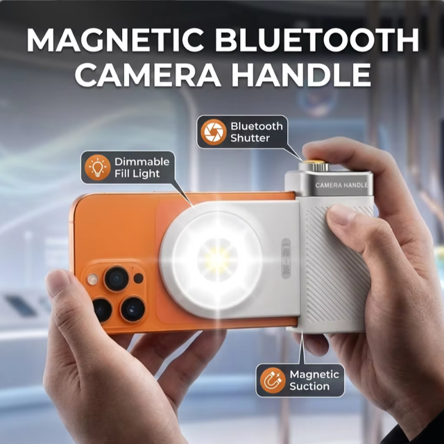 Magnetic Mobile Photography Aid with 15W Flash, Fresnel Lens, Detachable Remote & Adjustable Zoom - for iPhone & Android