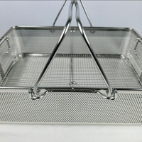 Plateau à instruments en acier inoxydable avec couvercle, panier en maille perforée avec poignée pour le nettoyage et la stérilisation médicale