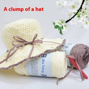 Rihe Summer Sunshade Hat DIY Material de tejer hecho a mano <span class=keywords><strong>tinte</strong></span> fabricante al por mayor hilo de ratán gancho de ganchillo hilo mezclado de lana - Product Image 4