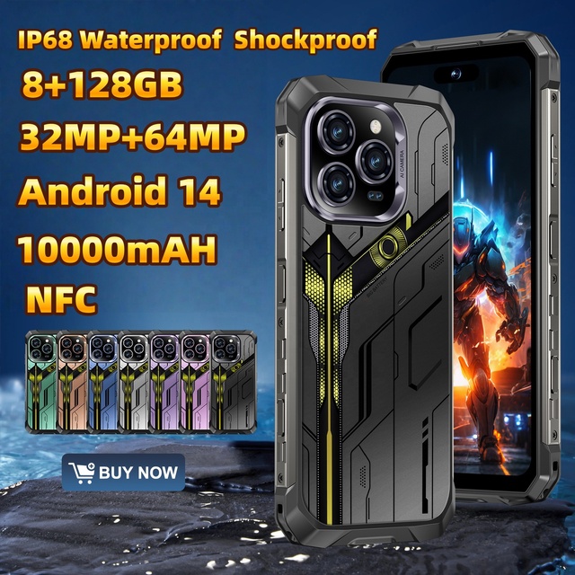 Smart Rugged Mobile Call Phone G85 Octa Core Android 14.0 8G+128GB 32MP+64MP 10000mAH Fingerprint/Face Unlock Phone