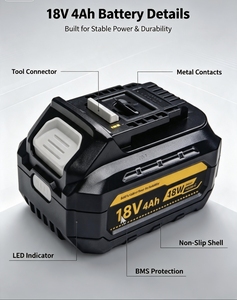 Batería de Herramienta Eléctrica de <span class=keywords><strong>18V</strong></span> 6Ah 108W con Carga Rápida Tipo-C, Paquete de Baterías de Iones de Litio BL1860 BL1850, Descarga Pico de 40-80A para Herramientas Inalámbricas - Product Image 5
