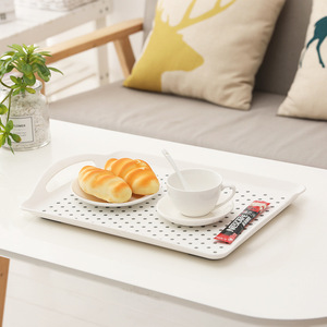 Rectangular Double-Handled <b>Tray</b> TPR Anti-Slip Solid Color Hotel Coffee <b>Tea</b> Serving - Product Image 2