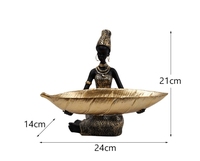 Décoration simple ornements de stockage de bureau de style thaïlandais femme noire plateau de fruits résine maison plateau de fruits ornements