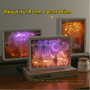 Thiết Kế Mới LED Giấy Điêu Khắc Khung Bảng Đèn Nghệ Thuật Tâm Trạng Ánh Sáng Sáng Sáng Tạo Giấy Cắt Ánh Sáng Hộp 3D Gương Giấy Khắc Đèn Ban Đêm - Product Image 5