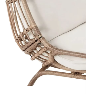 Fauteuil œuf moderne en fer et rotin tressé pour extérieur, extra large avec support – Idéal pour jardin, véranda, <span class=keywords><strong>piscine</strong></span>, intérieur et extérieur - Product Image 5