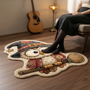 <span class=keywords><strong>Tappeto</strong></span> Sagomato in Poliestere con Stampa Animale Gufo Strega Halloween, <span class=keywords><strong>Rosso</strong></span>, in Finto Velluto, Insonorizzato, Antiscivolo, Moderno, Lavabile, per Casa e Corridoio - Product Image 1