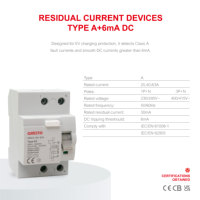 ONESTO Dispositifs à courant résiduel Type a 6mA 30mA DC Disjoncteur RCD 240V 25A 40A 63A RCD pour station de charge de véhicule électrique