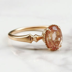 Anillo de Compromiso de Plata de Ley 925 de Estilo Vintage con Piedra Preciosa de Piedra Solar Natural, Diseños Únicos para Bodas o Fiestas - Product Image 3