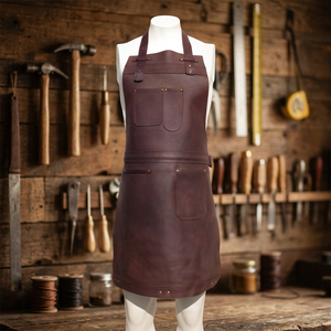 <b>Leather</b> Bib <b>Apron</b> Classic Style Durable Work <b>Apron</b> with Pockets for Cooking and Workshop Use - Product Image 4