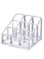 Organisateur de maquillage en acrylique transparent, boîte de rangement cosmétique à 9 compartiments pour rouges à lèvres, pinceaux, articles de toilette