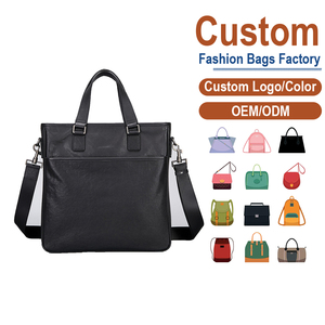 Bolso Cruzado de Cuero Genuino Negro para Hombre - Doble Asa de Transporte + Correa para Hombro, OEM para Marcas que Buscan Versatilidad y Estilo - Product Image 1