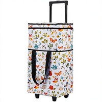 Chariot de courses pliable de haute qualité avec roues, sac de transport pliable à imprimé floral et animalier