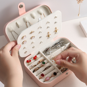 PU Leather Jewelry Box Organizer Travel Jewelry Case Rings Earring Necklace travel jewelry organizer box