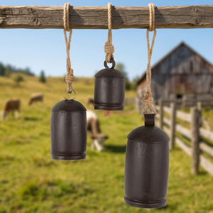 Iron <b>Wind</b> <b>Chime</b> Bells Hanging Rope Decorative Garland Traditional Home Decoration Craft Black Nickel Plated Christmas Fashion - Product Image 2