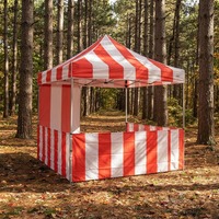Mini Tente de Promotion Rouge et Blanche à Rayures, Tente de Salon Commercial Pliante, Gazebo Extérieur Robuste en Aluminium, Auvent Pop-up
