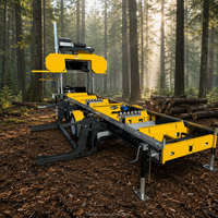 Scierie portative professionnelle, scie à ruban hydraulique sur remorque, machine forestière robuste pour la coupe de bois et le traitement du bois